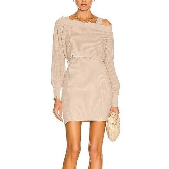 Retrofete Women's Tan and Cream Dress - Picture 1 of 3